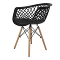 Hollow out plastic armchair with eiffel wood legs