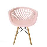 Hollow out plastic armchair with eiffel wood legs