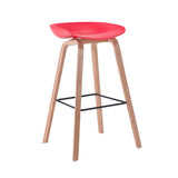 Plastic Bar Stool With Wood Base