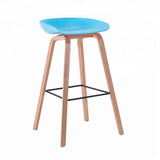 Plastic Bar Stool With Wood Base