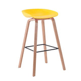 Plastic Bar Stool With Wood Base