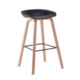 Plastic Bar Stool With Wood Base