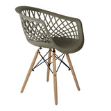 Hollow out plastic armchair with eiffel wood legs