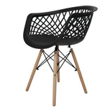 Hollow out plastic armchair with eiffel wood legs