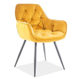 Modern Yellow Tufted Velvet Dining Chair