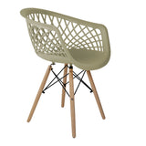 Hollow out plastic armchair with eiffel wood legs