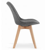 Dark Grey Fabric Dining Chair With Wood Feet