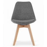 Dark Grey Fabric Dining Chair With Wood Feet