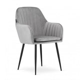 Warm Grey Velvet Dining Chair With Cushion