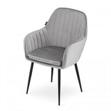 Warm Grey Velvet Dining Chair With Cushion