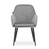 Warm Grey Velvet Dining Chair With Cushion