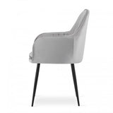 Warm Grey Velvet Dining Chair With Cushion