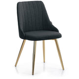 Dark Grey Fabric Dining Chair With Golden Metal Legs