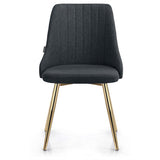 Dark Grey Fabric Dining Chair With Golden Metal Legs