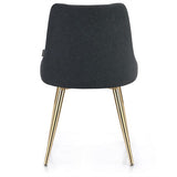 Dark Grey Fabric Dining Chair With Golden Metal Legs