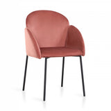 Contemporary Pink Velvet Dining Armchair