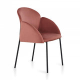 Contemporary Pink Velvet Dining Armchair