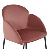 Contemporary Pink Velvet Dining Armchair