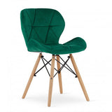 Stylish Forest Green Velvet Dining Chair With Eiffel Wood Base