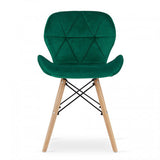 Stylish Forest Green Velvet Dining Chair With Eiffel Wood Base