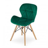 Stylish Forest Green Velvet Dining Chair With Eiffel Wood Base