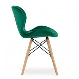 Stylish Forest Green Velvet Dining Chair With Eiffel Wood Base