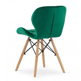 Stylish Forest Green Velvet Dining Chair With Eiffel Wood Base