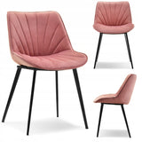 Stylish Pink Velvet Dining Chair With Metal Feet