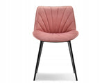 Stylish Pink Velvet Dining Chair With Metal Feet