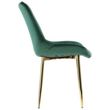 Dark Green Velvet Dining Chair With Golden Metal Leg