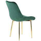 Dark Green Velvet Dining Chair With Golden Metal Leg