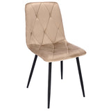 Beige Tufted Velvet Dining Chair