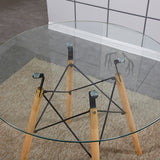 Round glass dining table