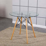 Round glass dining table