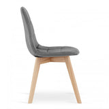 Dark grey velvet cafe chair with wood legs