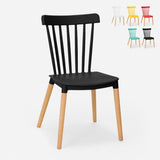 PP Material Seat Dining Chair with Wood Legs