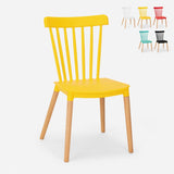 PP Material Seat Dining Chair with Wood Legs