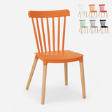 PP Material Seat Dining Chair with Wood Legs