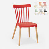 PP Material Seat Dining Chair with Wood Legs