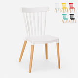 PP Material Seat Dining Chair with Wood Legs