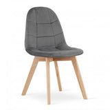 Dark grey velvet cafe chair with wood legs