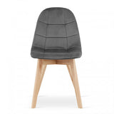 Dark grey velvet cafe chair with wood legs