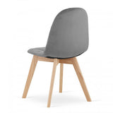 Dark grey velvet cafe chair with wood legs