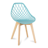 Hollow Out PP Material Dining Chair with Wood Legs