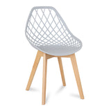 Hollow Out PP Material Dining Chair with Wood Legs