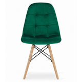 DSW Style Forest Green Velvet Cafe Chair With Eiffel Wood Base