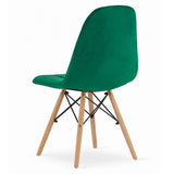 DSW Style Forest Green Velvet Cafe Chair With Eiffel Wood Base