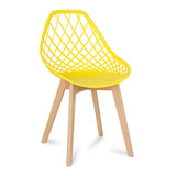 Hollow Out PP Material Dining Chair with Wood Legs