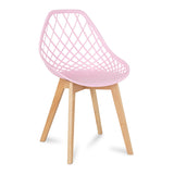 Hollow Out PP Material Dining Chair with Wood Legs