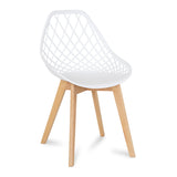 Hollow Out PP Material Dining Chair with Wood Legs